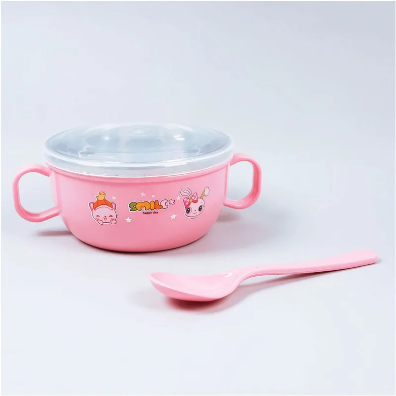 Детская посуда из нержавеющей стали детские чаши с Силиконовый ярких цветов в