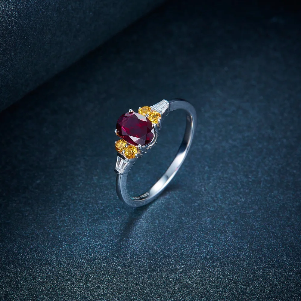 LP Solid 14K белое золото натуральный родолит гранат апельсин обручальное кольцо