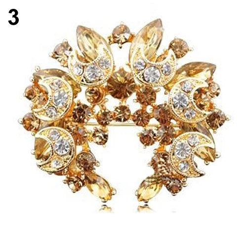 Элегантные женские броши с кристаллами в форме цветка Луны хиджаба шарфа корсажа