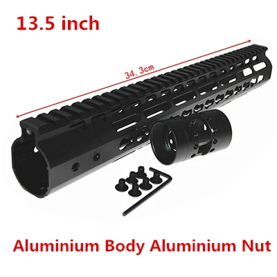 Aluminium Nut FIRECLUB 13,5 дюймов поплавок NSR KeyMod Handguard кронштейн со съемным Рельсом черный баррель гайка для AR-15 M4 M16 - Цвет: Aluminium Nut