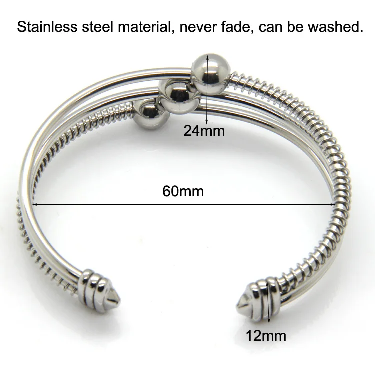 Простые круглые бусины из нержавеющей стали бижутерия браслеты поп-браслеты для