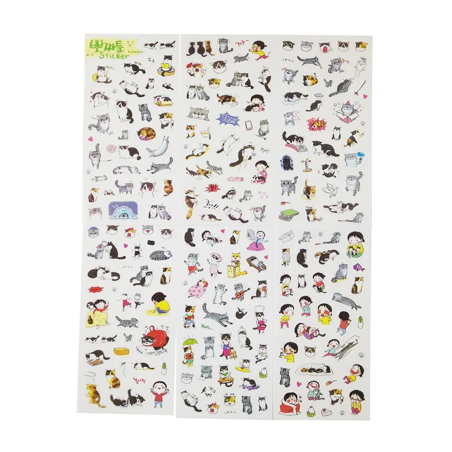 6 листов/партия прозрачные ПВХ наклейки в виде кошки | Дом и сад