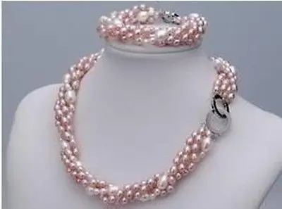 Наряд настоящее пресной воды жемчужное ожерелье браслет ааа стиль 100%