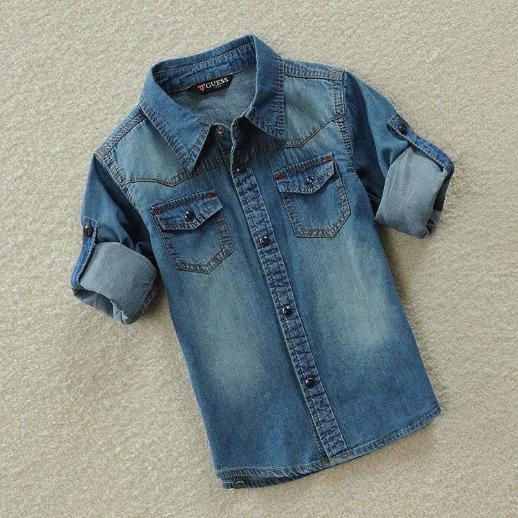 Рубашка джинсовая с длинным рукавом для мальчиков на весну/лето|boys shirts|kids shirtsboys