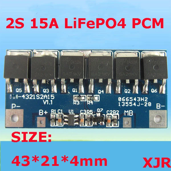 2S 15A 6,4 V LiFePO4 BMS/PCM/PCB Защитная печатная плата батареи для 2 пакетов 18650 батарейных элементов
