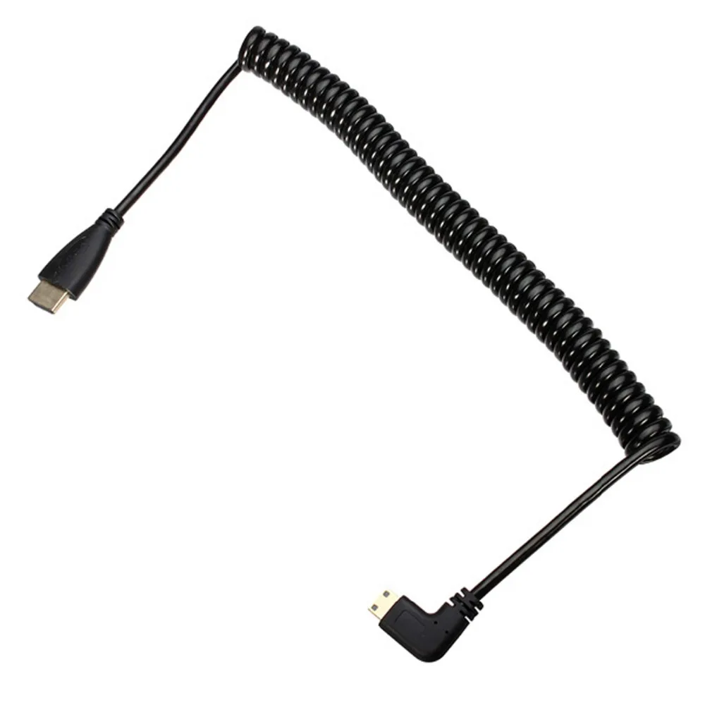 

CY Cable 90 degree right angled Type Mini HDMI-compatible Male to HDMI-compatible Male stretch spring CABLE 4ft