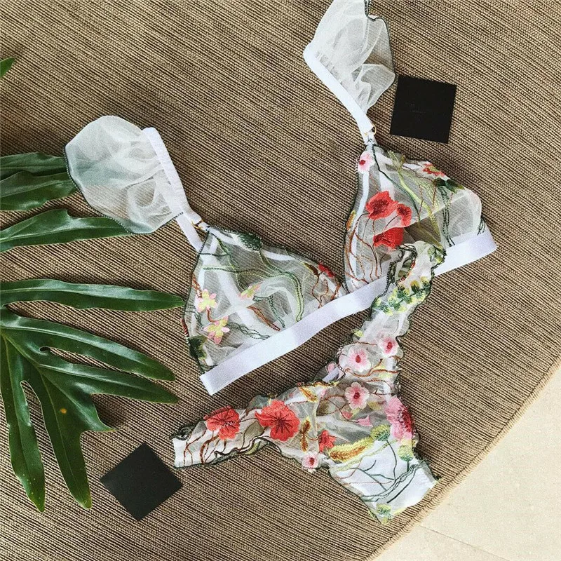 Женское кружевное ночное белье с цветочным рисунком прозрачный сетчатый