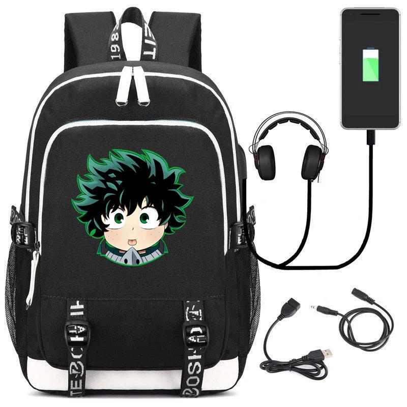 Рюкзак для ноутбука с зарядкой через usb для ноутбука My Hero Academy школьная сумка в стиле аниме рюкзак дорожный рюкзак