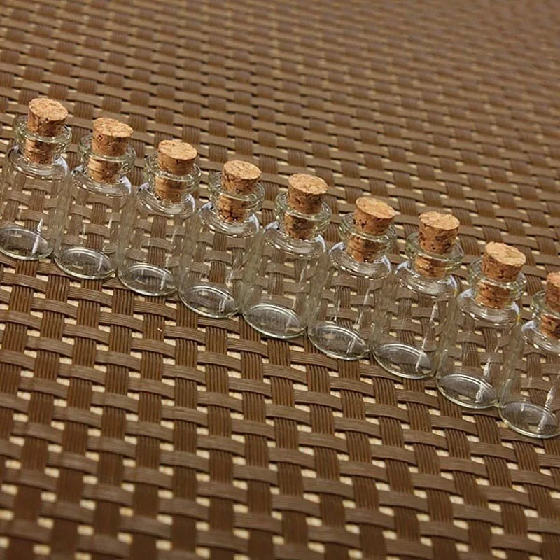 10 шт. 1 мл маленькие прозрачные пробковые стеклянные бутылки флаконы для