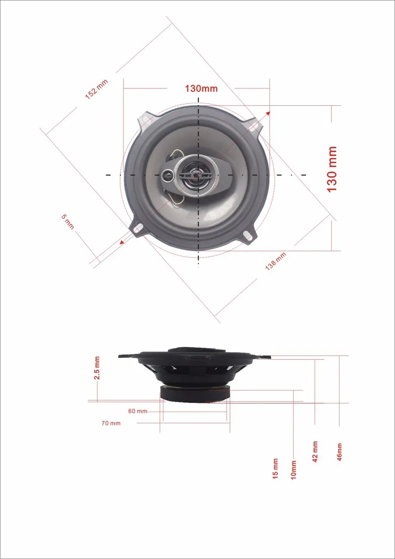 5 дюймов авто громкоговоритель парные автомобильной автомобильные коаксиальный