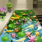 ПВХ самоклеющиеся водостойкие 3D фрески для пола в пасторальном стиле Лотос пруд настенная бумага наклейка для гостиной домашний Декор 3D напольная плитка