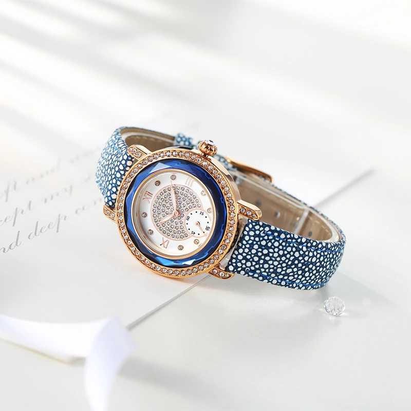 2016 TIME100 Модные часы Женщины Двойной Циферблат Кожаный Ремешок Дамы Наручные Часы