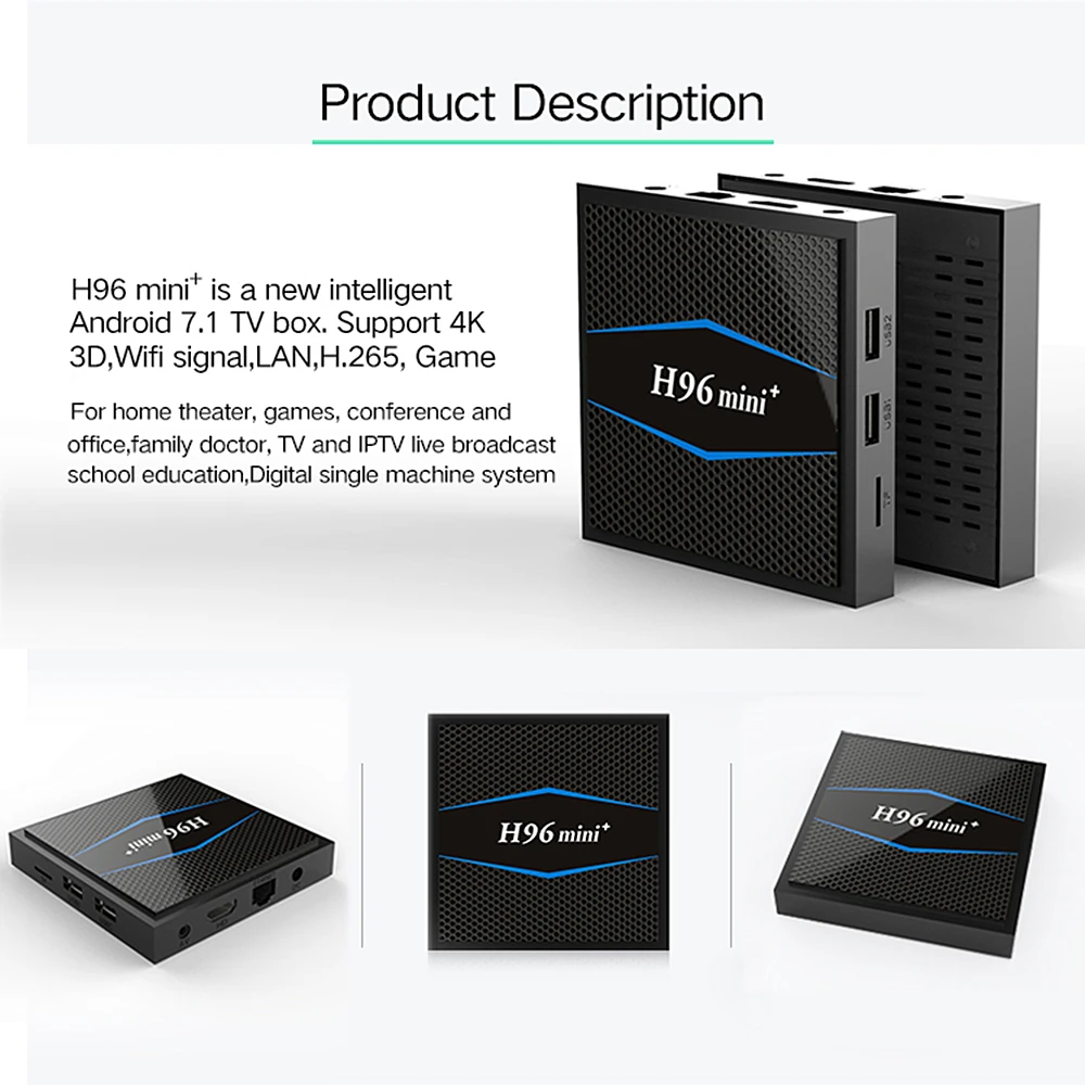 H96 Android 7.1 TV Box Amlogic S905W 2G/16G MINI Plus Quad Core BT 4.0 Support 2.4G WIFI H 96 PLUS Set Top | Электроника