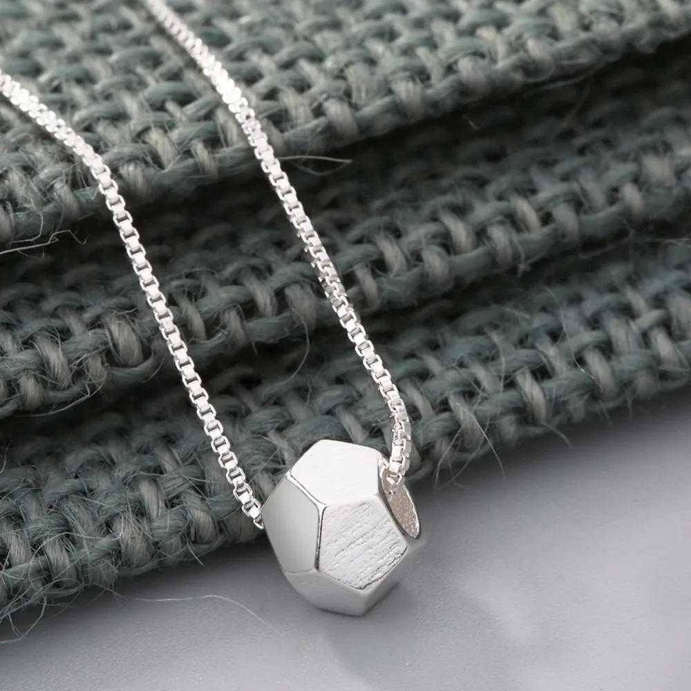 Kinitial серебро Геометрическая бусина Шарм Цепочки и ожерелья кулоны из