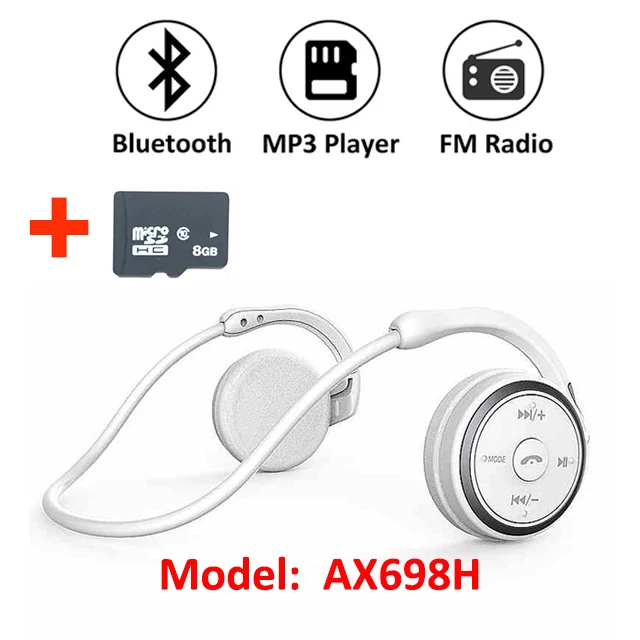 AX698 White Беспроводные наушники, MP3 плеер, беспроводные Bluetooth наушники, музыкальная гарнитура, спортивные портативные MP3 плеер, наушники walkman для телефона - Цвет: AX698 White