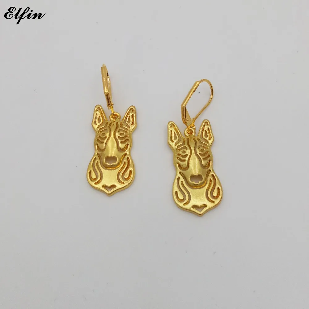 Elfin новые модные серьги-бультерьер ювелирные изделия золотого цвета серебряного