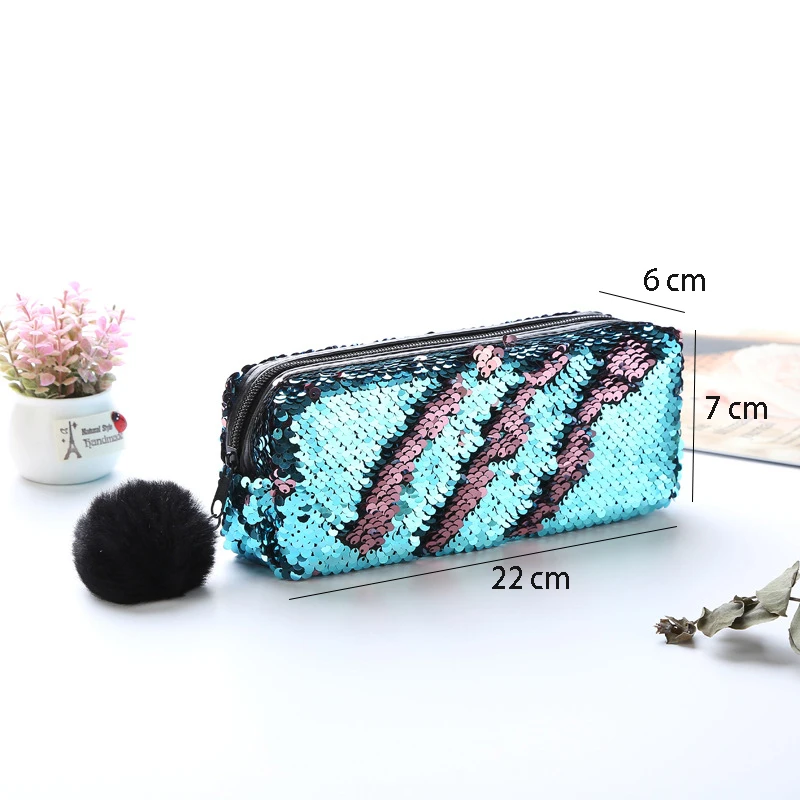 Кавайные карандаши с блестками для девочек лазерная школьная сумка ручек