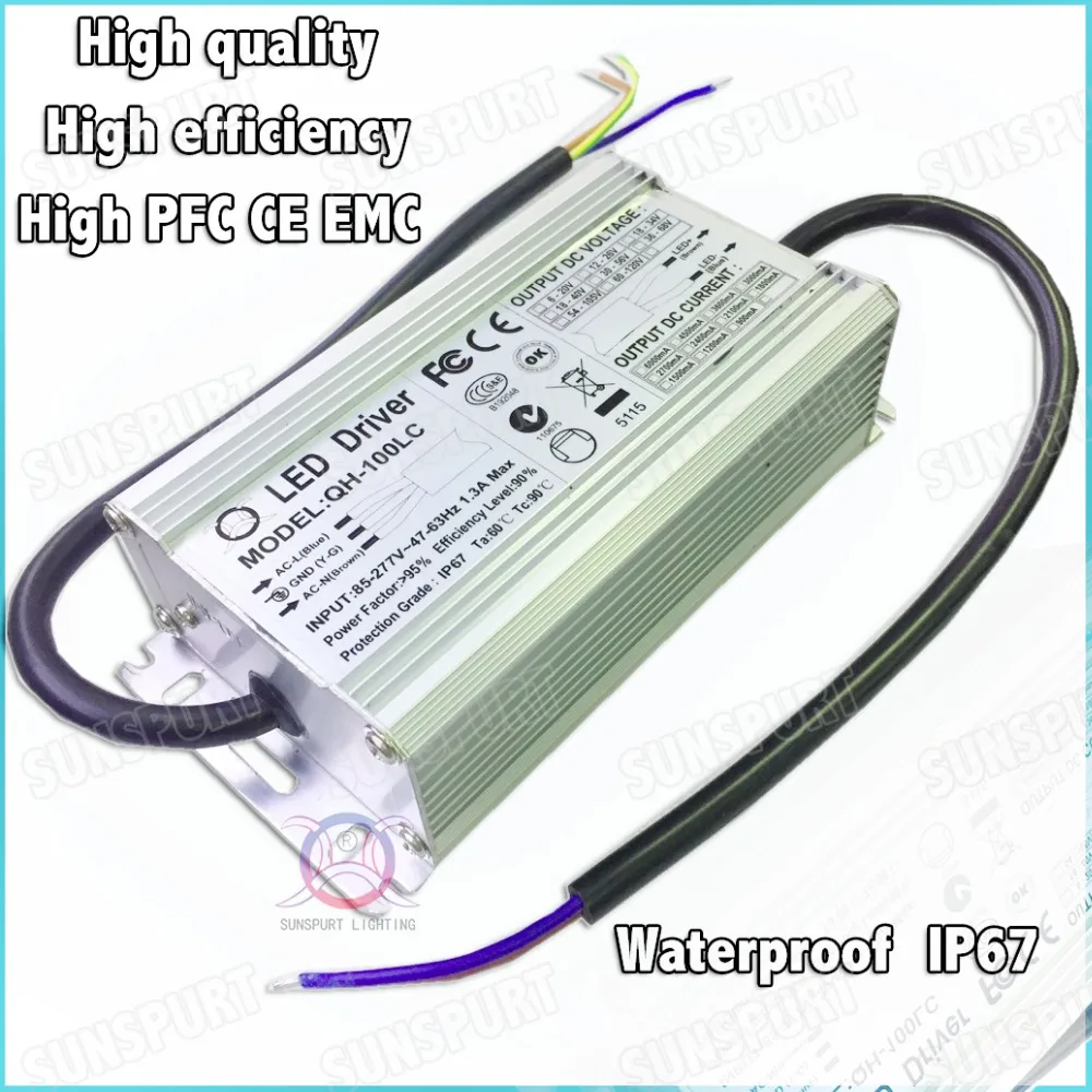 2 шт. по EMC LVD IP67 100 Вт AC85-277V светодиодный драйвер 6-10x10B 3000mA DC18-34V постоянного тока