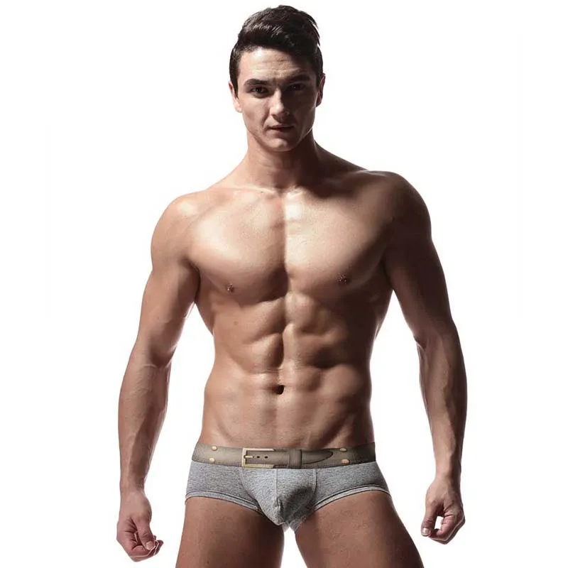 U020P gray LOBEIOK, мужские боксеры, шорты со средней талией, хлопок, calzoncillos hombre, боксеры, сексуальное нижнее белье для мужчин, 8 цветов, трусы, шорты, мужское нижнее белье - Цвет: U020P gray