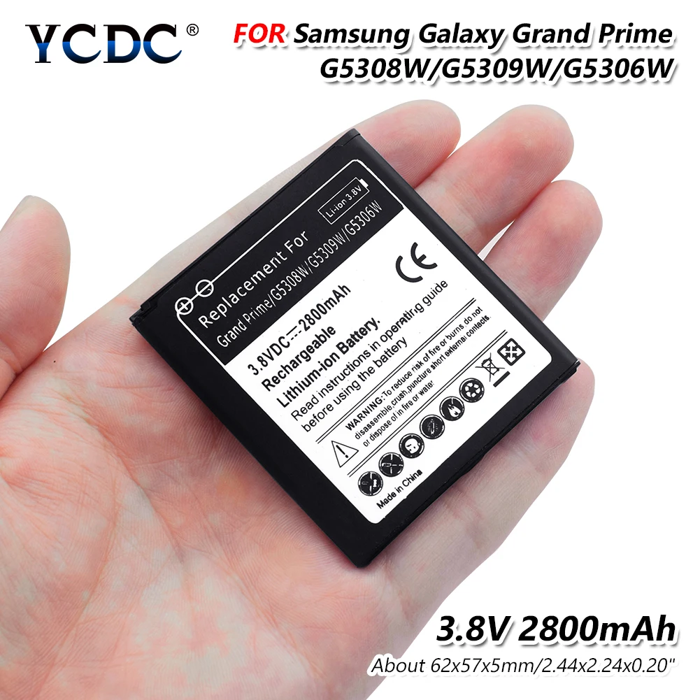 Премиум 62x57x5 мм 3,8 в 2800 мАч Замена литий-ионная батарея для samsung Galaxy Grand Prime G5308W/G5309W/G5306W/G530H