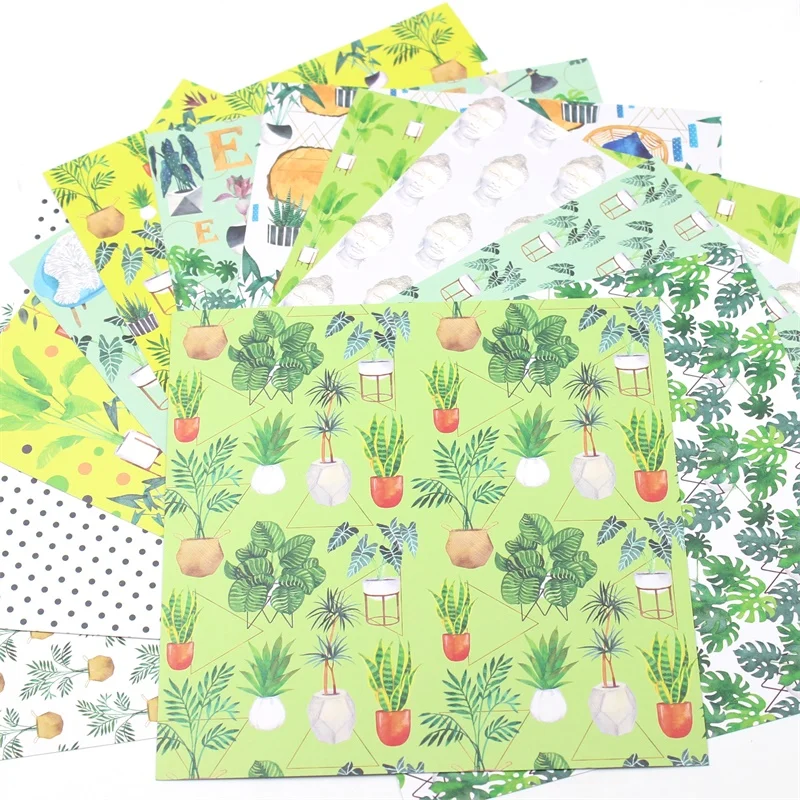 

ZFPARTY 12pcs 6" Single-side Printed Fresh Flowers pattern creative papercraft art paper handmade scrapbooking kit set books
