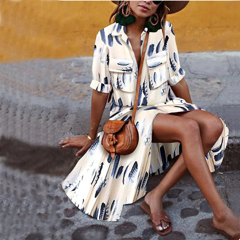 Женское длинное платье до щиколотки Летнее Длинное Платье с принтом макси