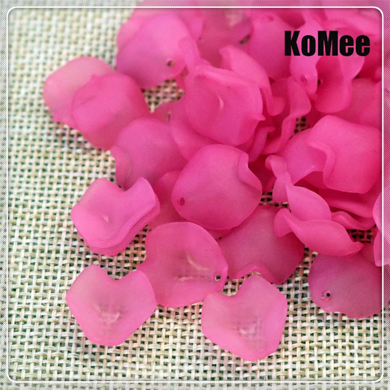 2017 Новинка 500 шт./лот розовые Матовые акриловые лепестки Листья бусины 15 мм модный