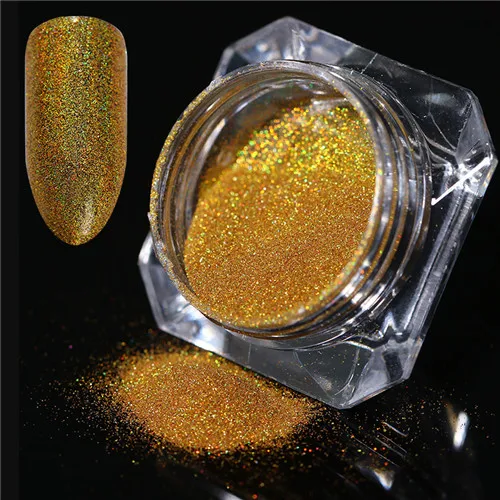 Holo Color 1 2 шт волшебный зеркальный блеск для ногтей хромированный голографический Dip блеск полировка для украшения ногтей Блестки для ногтей художественный набор кистей - Цвет: Holo Color 1