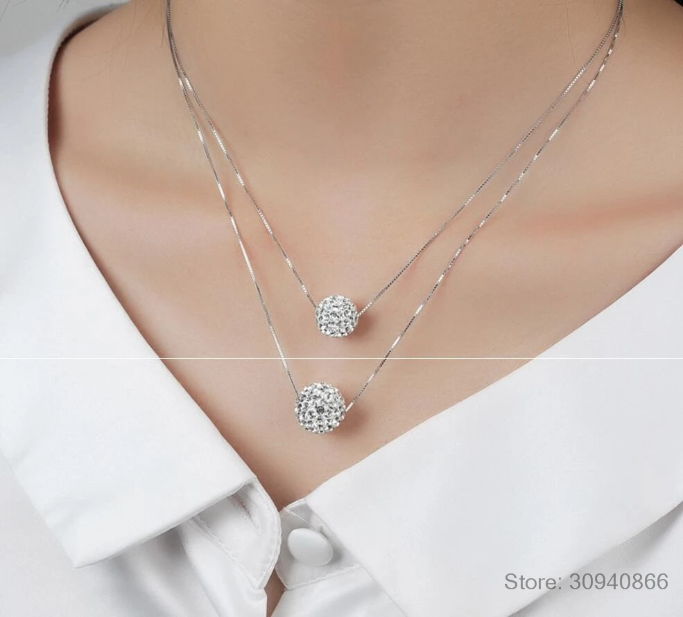 Женское Двухслойное ожерелье с кулоном из стерлингового серебра 925 пробы