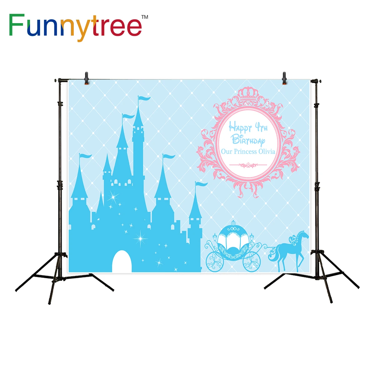 

Funnytree photography background princess castle birthday party banner pumpkin car backdrop photocall photo studio printed