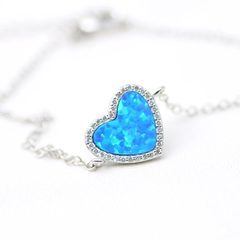 Браслет WALERV Женский с подвесками из голубого огненного опала 17-20 см - купить по