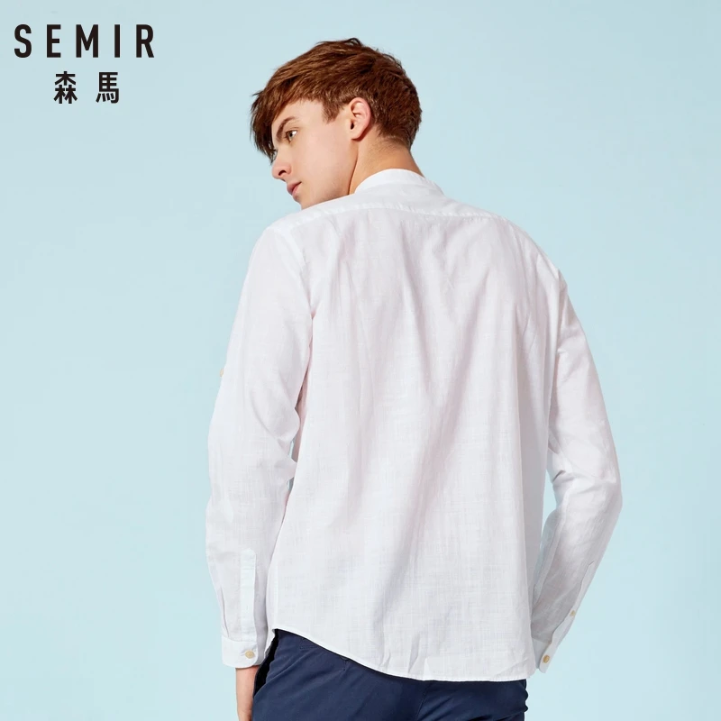 SEMIR мужская рубашка с воротником 100% хлопок нагрудным карманом длинным рукавом
