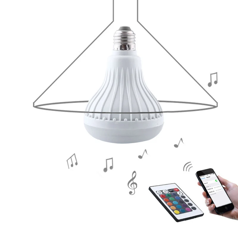 Светодиодсветодиодный RGB Беспроводная лампа 12 Вт E27 с Bluetooth динамиком для