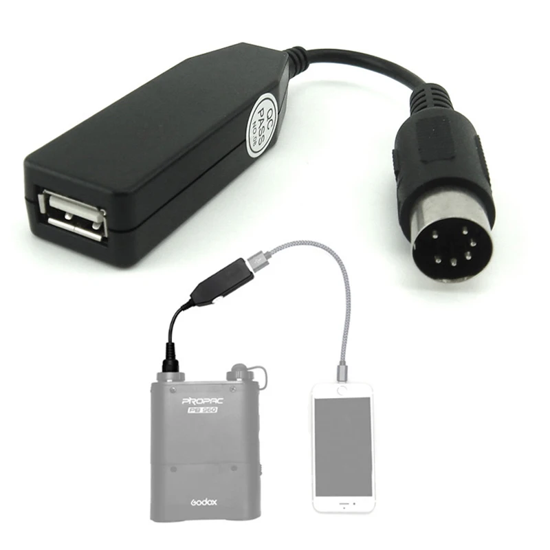 

Godox PB-USB Flash Battery Pack PB960 PB820 Power Connector Adapter Converter Cable for Smart Cell Phone Laptop