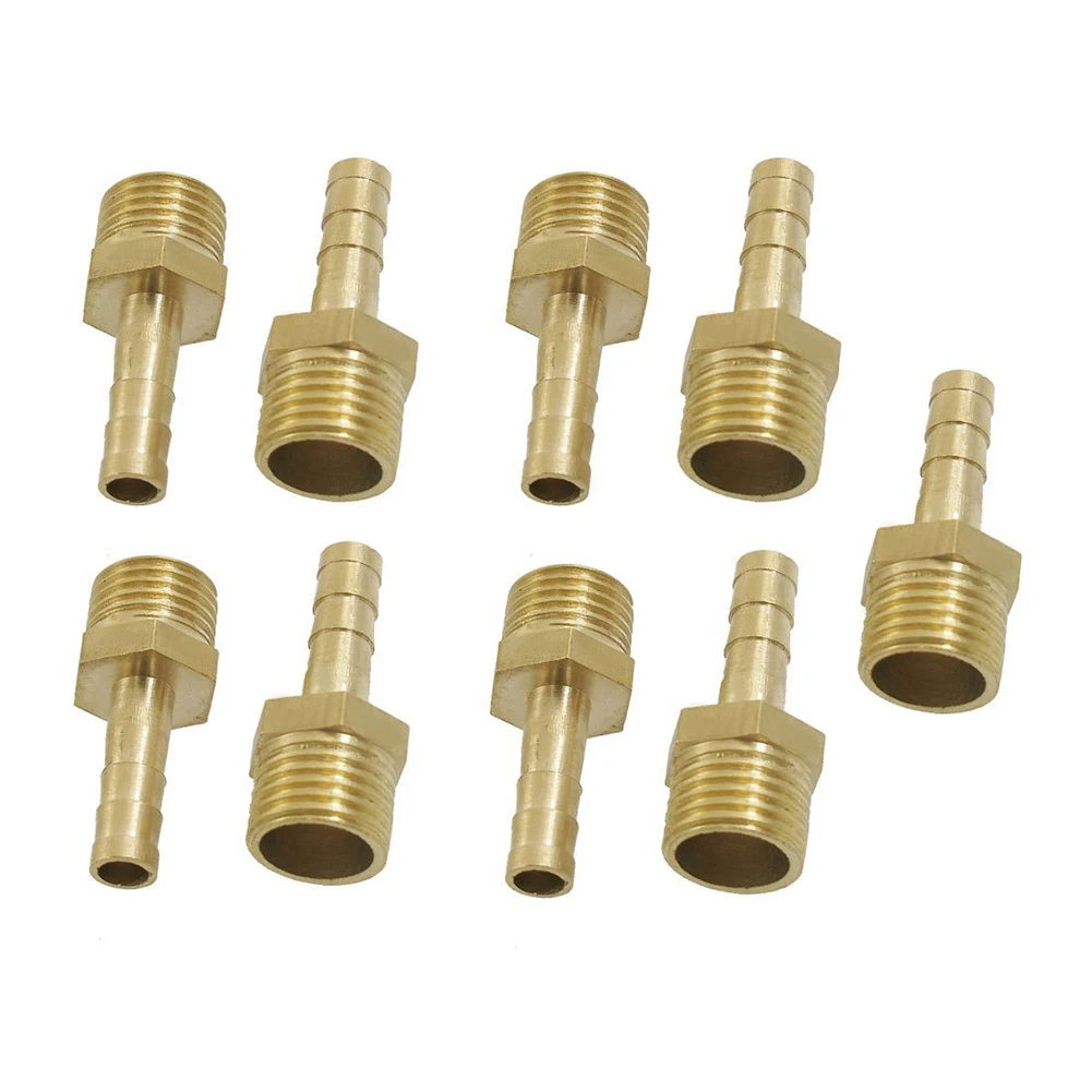 

9 Pcs Brass 6mm Fuel Gas Hose Barb 1/4 inch Male Thread Coupling Fitting Gold