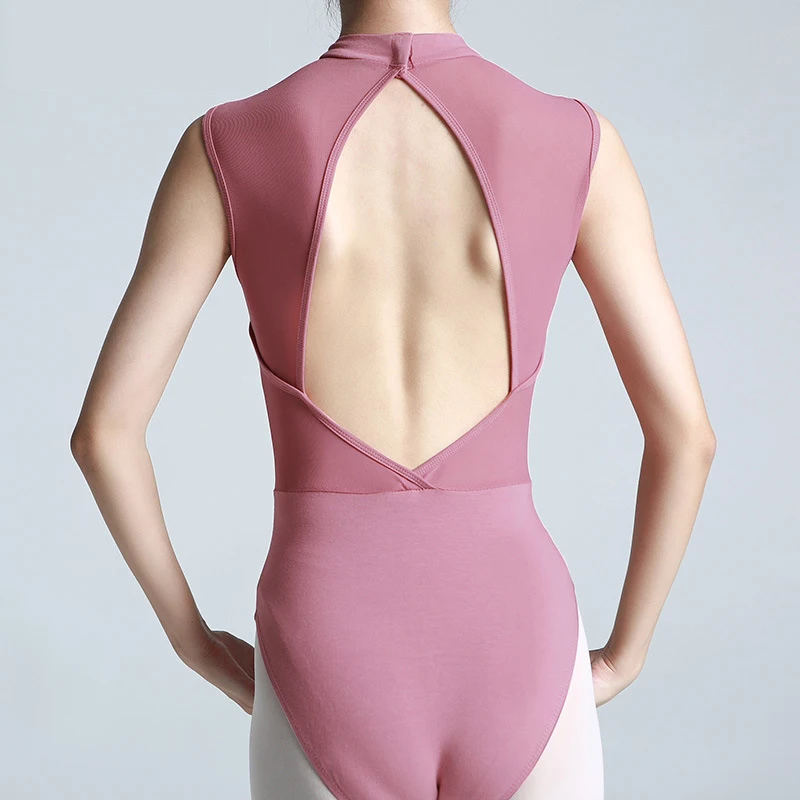 Балетные Соблазнительные сетчатые трико со стоячим воротником и бриллиантовой