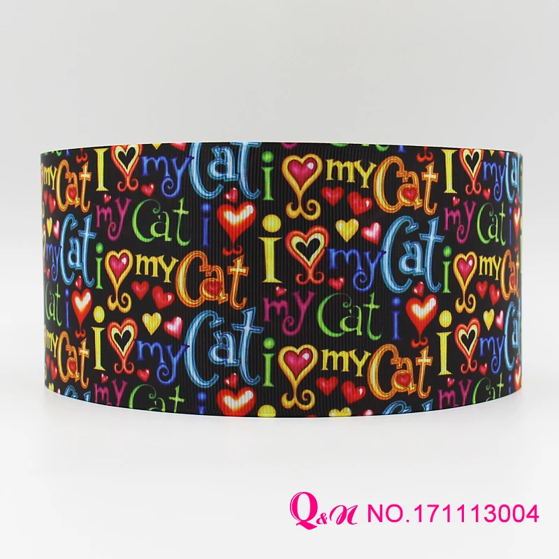 Q& N лента 16 мм 22 мм 25 мм 38 мм 50 мм 75 мм I love my cat корсажная лента с рисунком ленты ручной работы аксессуары для головных уборов свадебный подарок