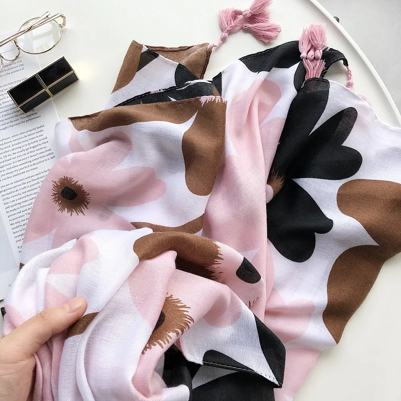 2020 Дамская мода Хаки Большой Цветочный кисточкой с длинным рукавом шаль из