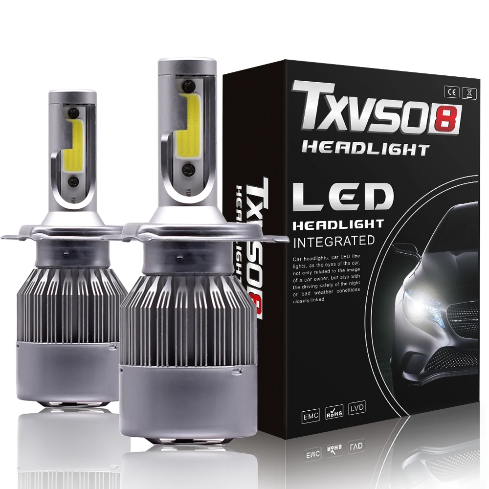 2 шт. led H7 автомобильный головной светильник лампы H1 H4 9005 комплект флип COB чипы 26000LM