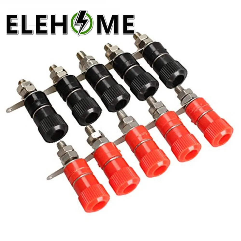 10 шт. 4 мм разъем типа банан никелированный переплет гайка красный и черный