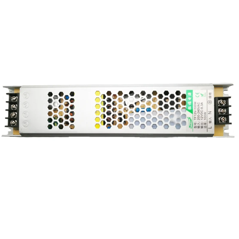 Ультра тонкий светодиодный Питание DC 12V светильник ing трансформаторы 100W AC190 240V
