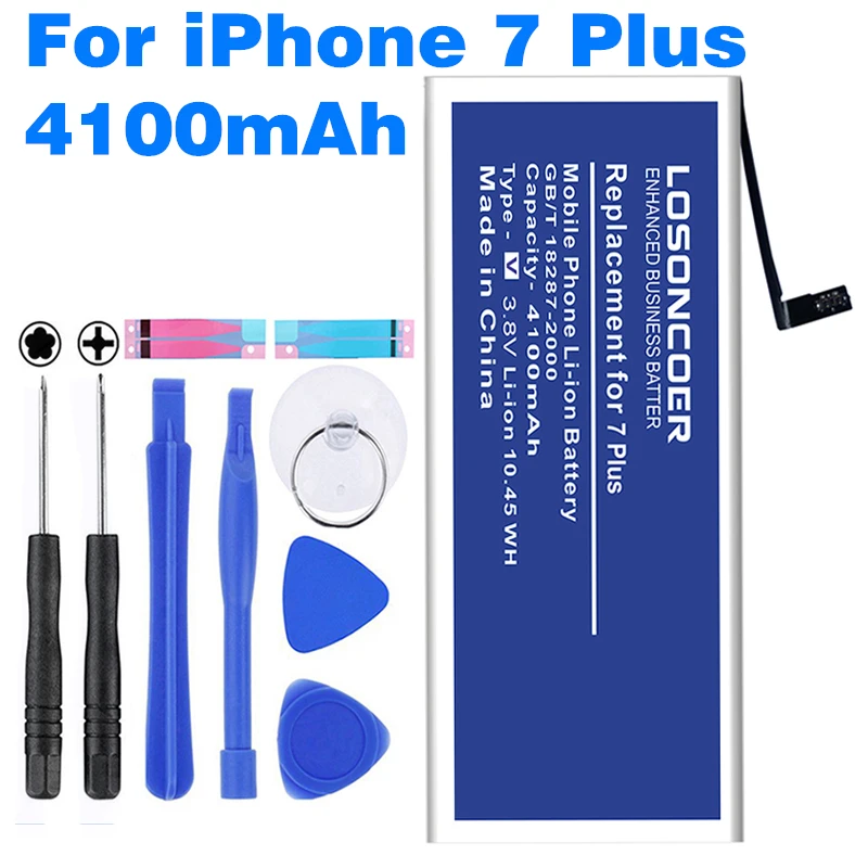 LOSONCOER 4100 мАч для iPhone 7 Plus сменные батареи с бесплатным набором инструментов|battery