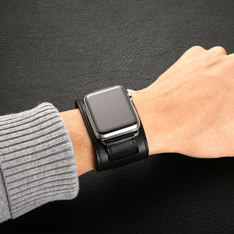 Роскошный классический Браслет манжета для Apple Watch 38 мм 42 40 44 ремешок из