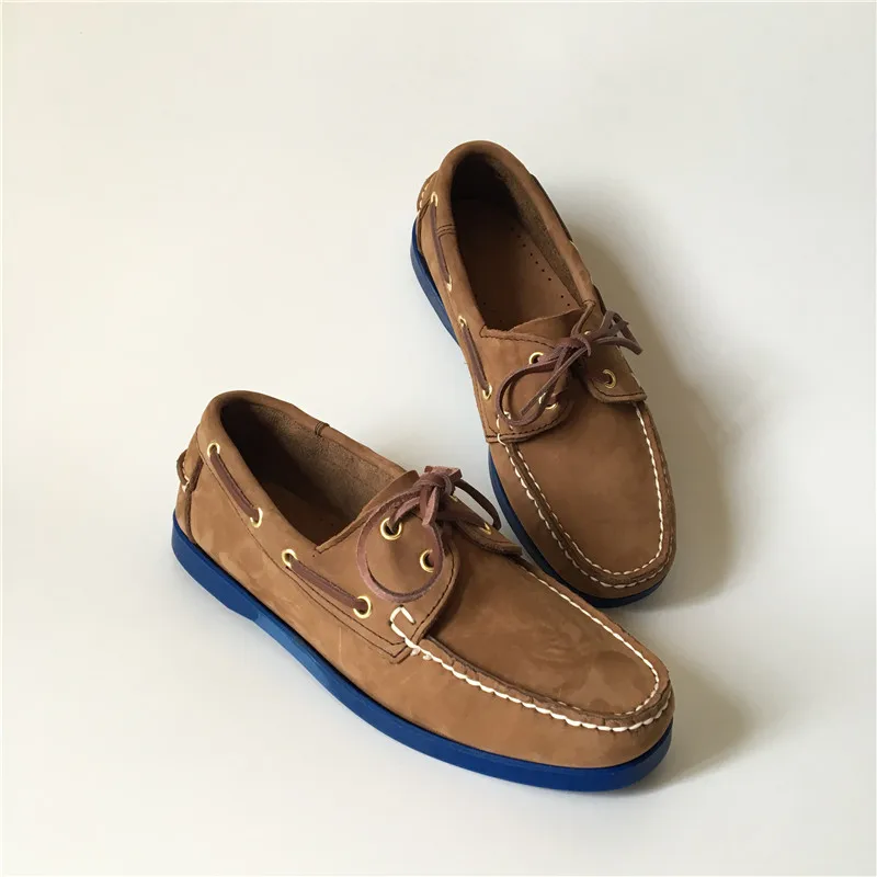 brown with blue sole Реальные фотографии Для мужчин Повседневное обувь c плоской подошвой для вождения кожаные туфли-лодочки Модные мужские лоферы Мужская обувь большой Размеры 46 мужская обувь - Цвет: brown with blue sole