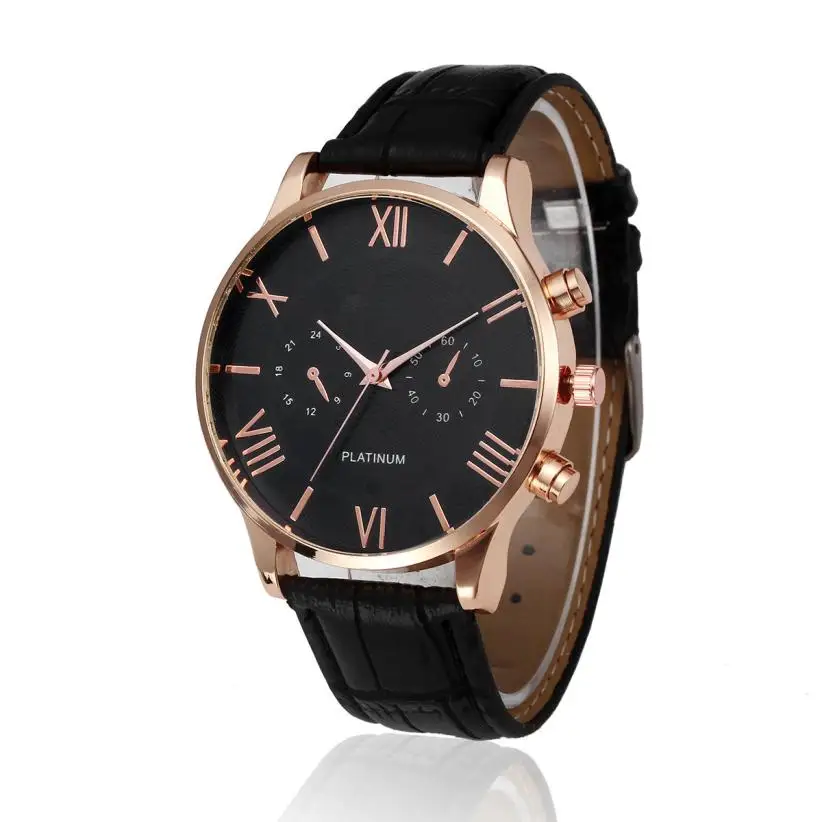 

2018 New Fashion Mens Watch Retro Design Leather Band Analog Alloy Quartz Wrist Watch Relogio Masculino Wholesale #D