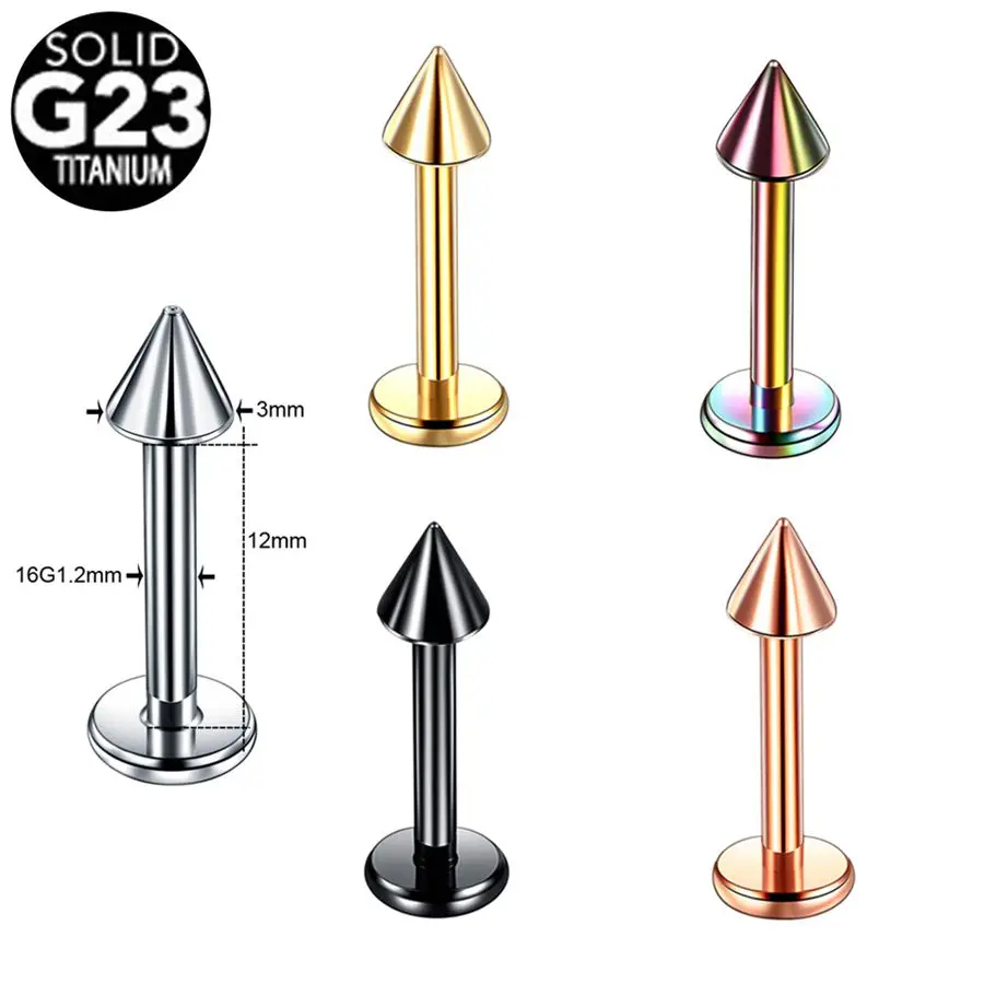 5PCS Titanium Labret Helix Tragus Piercing Fake Clip on Nose Stud Rings Nostril Earring Cartilage Septum Rings Piercing Jewelry - Metal color: Style2 1.2x12x3mm