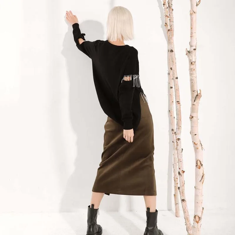 GLADSELF нерегулярные выдалбливают женский свитер с длинным рукавом лоскутное алмаз