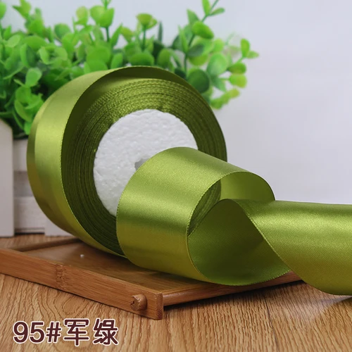 Army green 25 ярдов/рулон) шелковый атлас оберточная лента для подарков украшения рождественские ленты DIY ручной работы свадебные принадлежности лента 6/10/15/20/25/40/50 мм - Цвет: Army green