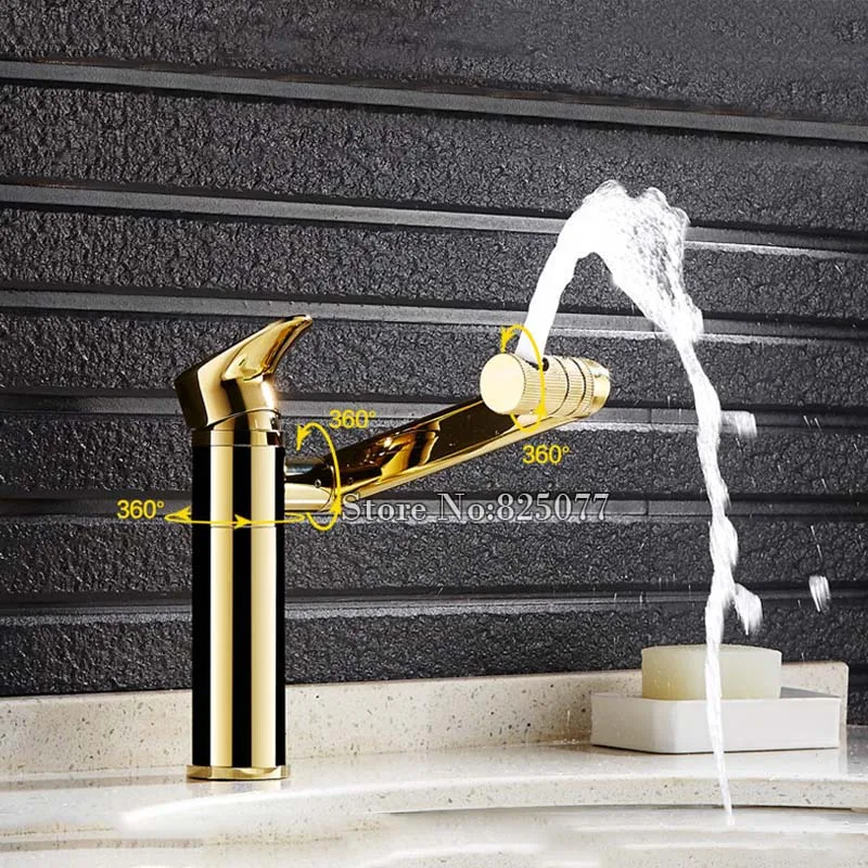 Современный высокий смеситель для ванной комнаты кран раковины 360 градусов с