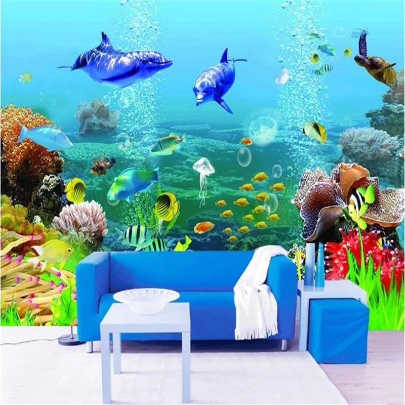 3d Настенные обои beibehang подводный мир 3D фон для телевизора спальни стерео фото